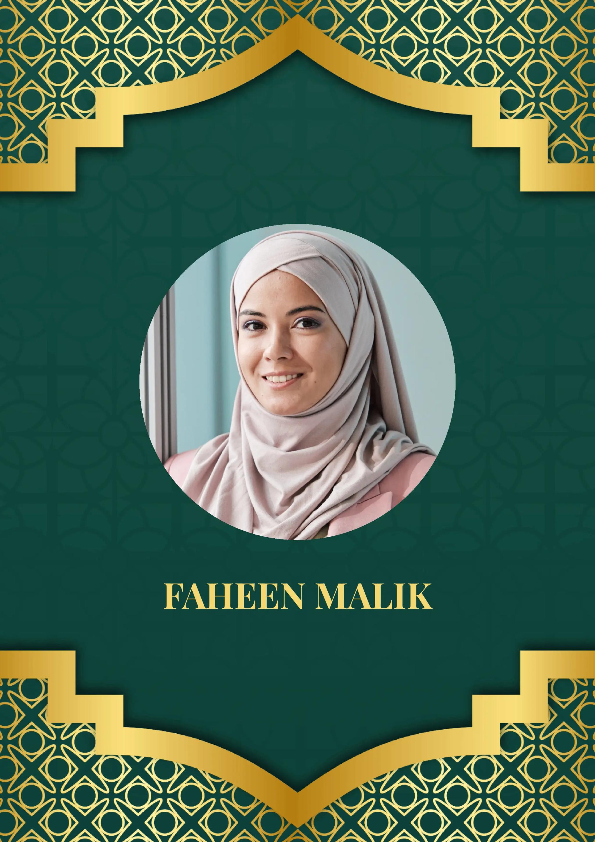 Front page of elegant green and gold marriage biodata template, perfect biodata format for marriage profiles.